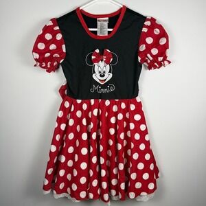 Walt Disney World Kids Minnie Mouse Polka Dot Dress Red Black White Girls Large